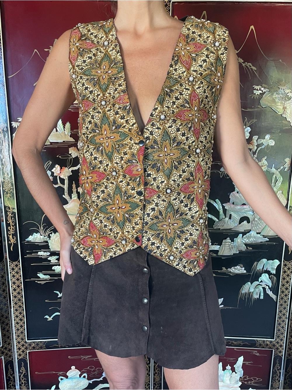 Vintage hand beaded ethnic vest